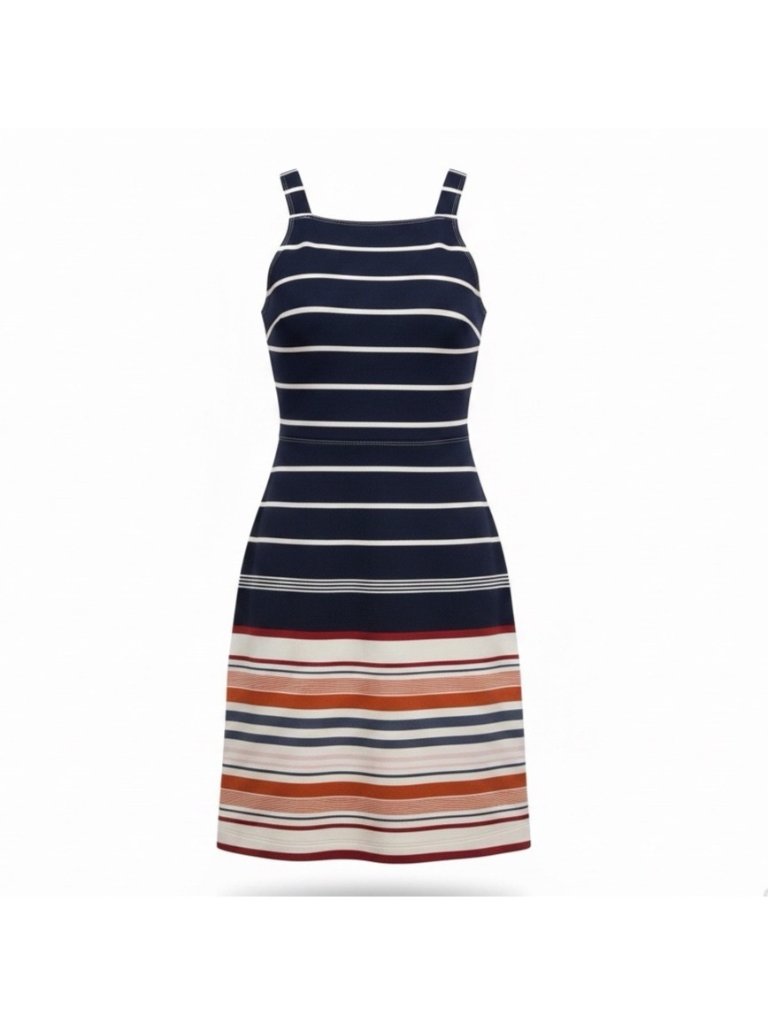 Abercrombie & Fitch Womens Navy & Multicolor Polyester Striped Dress Size S